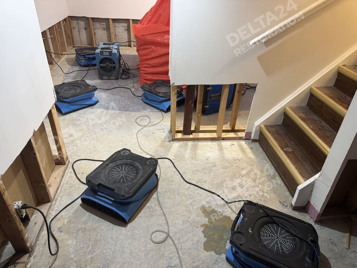 Drying set up at the bottom of the stairs