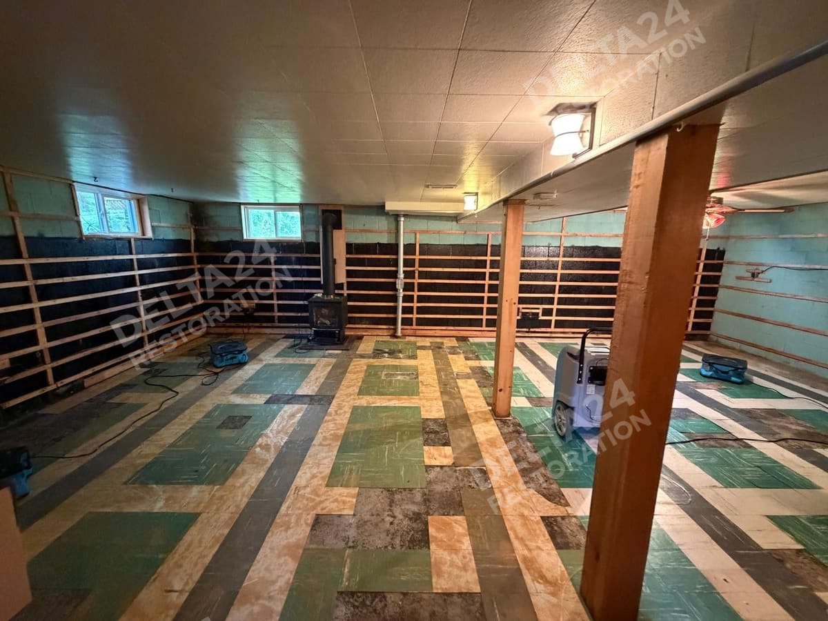 Drying Out a Flooded Wood-Panelled Basement